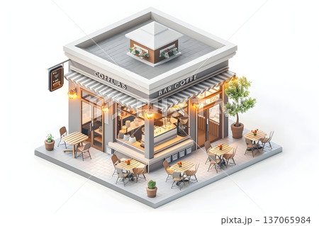 アイソメトリック3Dの小さなカフェ店舗 137065984