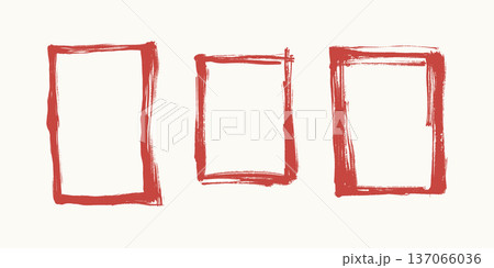 Abstract Red Brush Stroke Square Frames Vector 137066036