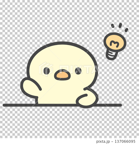 手を挙げてひらめくひよこの手描きイラスト 137066095
