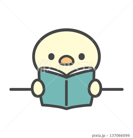 本を読むひよこの手描きイラスト 授業中・読書時間 137066099