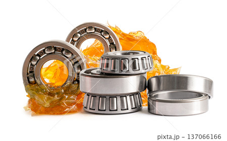 Ball bearing stainless with grease lithium machinery lubrication for automotive and industrial  isolated on white background. 137066166