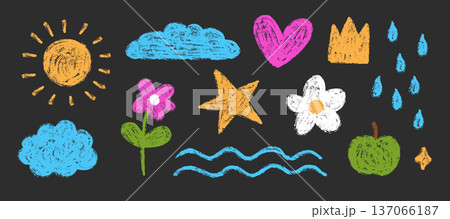 Colorful chalk style doodle set Colorful chalk style doodle set 137066187