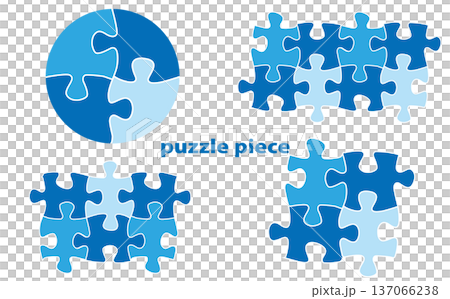 Light blue puzzle piece material set Light blue puzzle piece material set 137066238