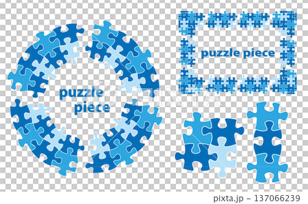 Puzzle text frame illustration material set Puzzle text frame illustration material set 137066239