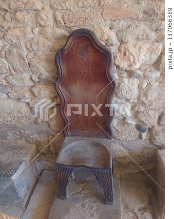 Ancient Throne Chair Inside Knossos Palace Stone Room in Crete Greece Ancient Throne Chair Inside Knossos Palace Stone Room in Crete Greece 137066389