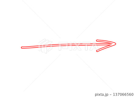 赤い枠線の手描き矢印ベクターイラスト 137066560