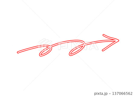 赤い枠線の手描き矢印ベクターイラスト　くるくる 137066562