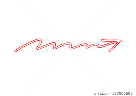 赤い枠線の手描き矢印ベクターイラスト　ギザギザ 137066608