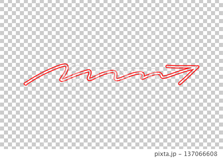 赤い枠線の手描き矢印ベクターイラスト　ギザギザ 137066608
