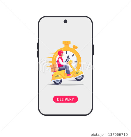 Online Delivery App Concept with Fast Courier on Smartphone Screen Online Delivery App Concept with Fast Courier on Smartphone Screen 137066710