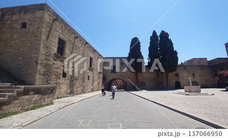 Medieval Palace Walkway in Rhodes Old Town, Greece Medieval Palace Walkway in Rhodes Old Town, Greece 137066950