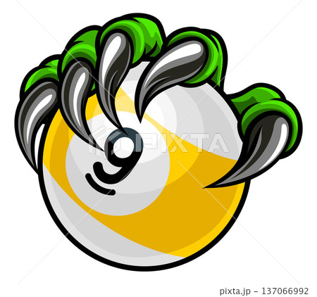 Claw Hand and 9 Ball Nine Ball Pool Cartoon Mascot Claw Hand and 9 Ball Nine Ball Pool Cartoon Mascot 137066992