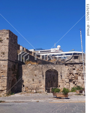 Rhodes Old Town Stone Gate near Harbor, Greece Rhodes Old Town Stone Gate near Harbor, Greece 137067073
