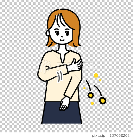 一幅描繪女性撣去花粉的插圖 一幅描繪女性撣去花粉的插圖 137068202