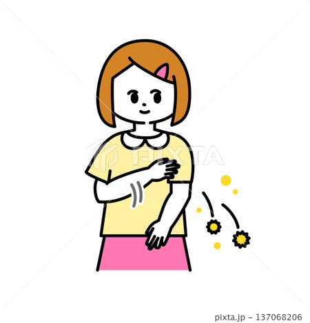花粉を払い落とす少女のイラスト 137068206