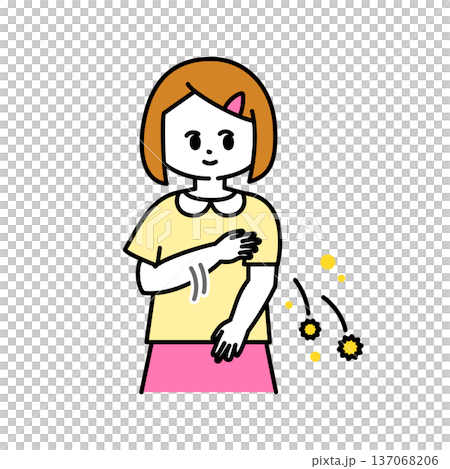 花粉を払い落とす少女のイラスト 137068206