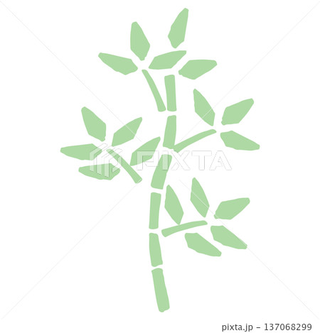 7月の園だよりに使いやすい シンプル手描き素材シリーズ｜笹の葉 137068299