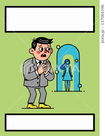 Cartoon Man Reacting to Woman in Portal Cartoon Man Reacting to Woman in Portal 137068396