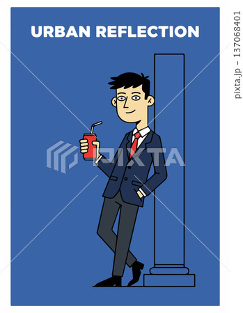 Cartoon Businessman with Drink 137068401