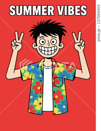 Summer Vibes Cartoon Character 137068403