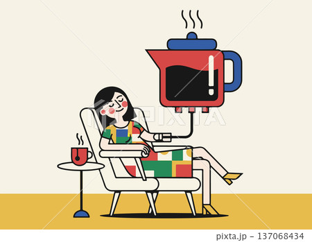 Woman Relaxing with Coffee Woman Relaxing with Coffee 137068434