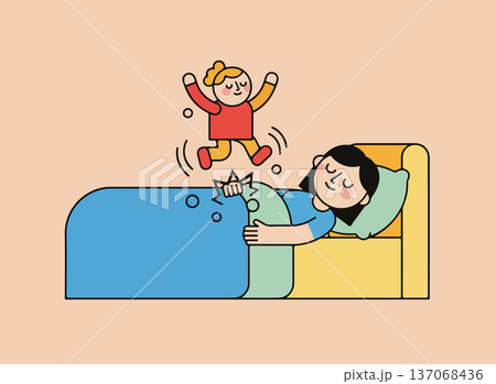 Child Waking Up Mother 137068436