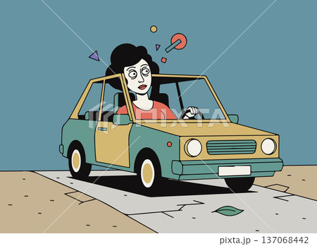 Cartoon Woman Driving a Car Cartoon Woman Driving a Car 137068442