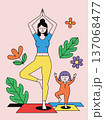 Mother and Child Yoga Illustration 137068477