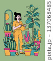 Woman Watering Plants 137068485