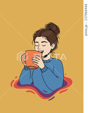 Woman Enjoying a Hot Drink 137068488