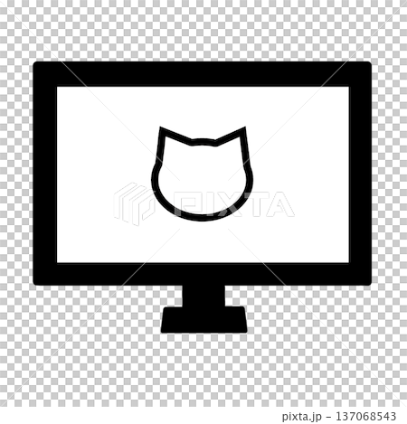 黒のモニターアイコン_さり気なくシンプル猫顔 黒のモニターアイコン_さり気なくシンプル猫顔 137068543