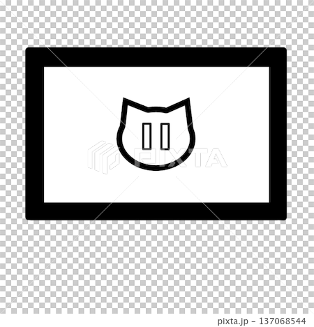 視訊圖示_暫停按鈕_隨意的簡單貓臉 137068544