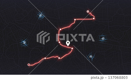 Online location tracking of arrive time on city map. Location tracker. Huge city map with roads streets as background. Vector illustration Online location tracking of arrive time on city map. Location tracker. Huge city map with roads streets as background. Vector illustration 137068803