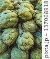 Fresh green artichokes showing healthy organic produce 137068918