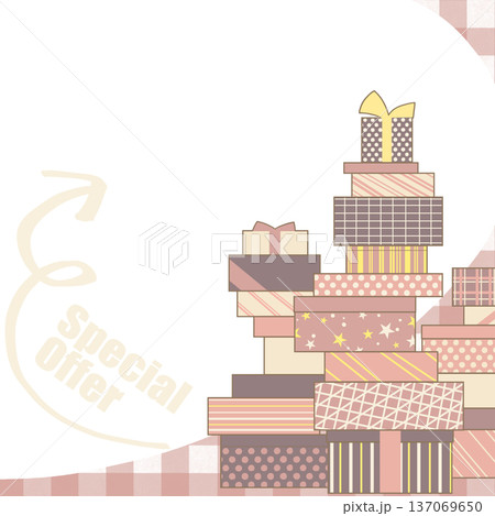 温かみのあるブラウンのプレゼントボックスのフレーム_SpecialOffer 137069650