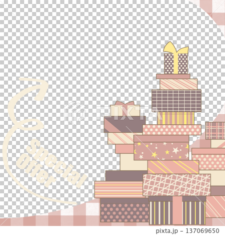 温かみのあるブラウンのプレゼントボックスのフレーム_SpecialOffer 137069650