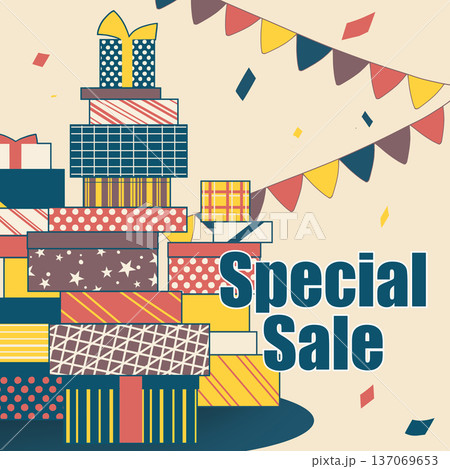 おしゃれで可愛いプレゼントボックスのイラスト_Special Sale おしゃれで可愛いプレゼントボックスのイラスト_Special Sale 137069653