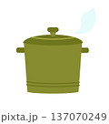The pot is green. Cooking food. Vector illustration. 137070249