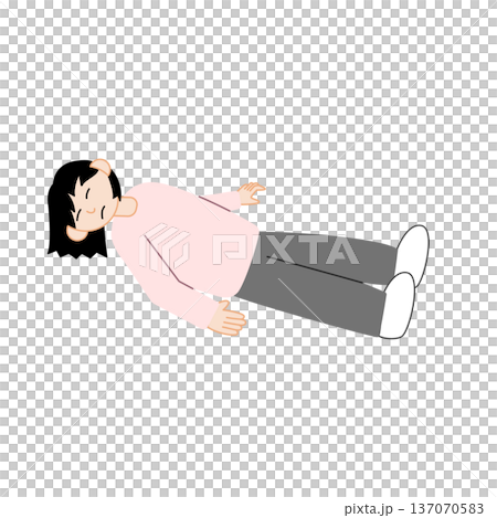 主線なしのフラットなタッチで倒れる意識不明の女性 主線なしのフラットなタッチで倒れる意識不明の女性 137070583