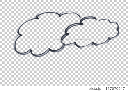 two clouds drawn with black marker 137070947