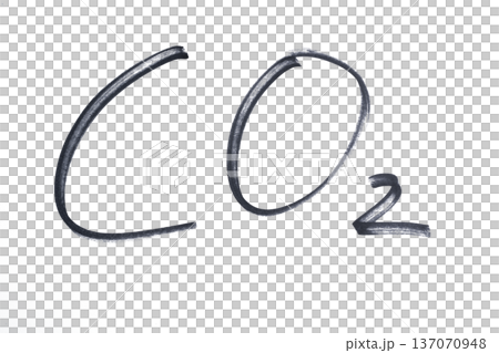 CO2, the symbol for carbon dioxide, written with a black marker 137070948