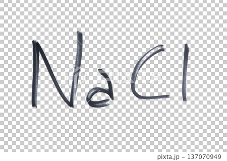 the symbol for sodium chloride written with a black marker 137070949
