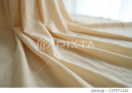 white fabric curtain on the window white fabric curtain on the window 137071182