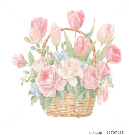 watercolor cute bear doll on a white 137071314