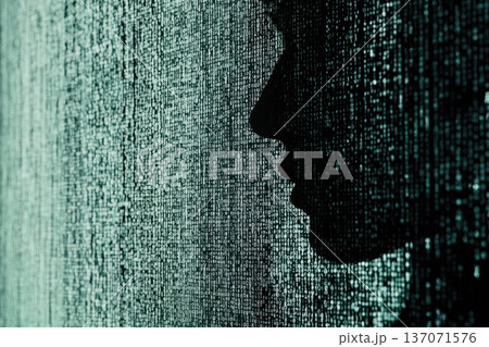 3D Rendered AI Assistant in Virtual Environment with Binary Code Background 3D Rendered AI Assistant in Virtual Environment with Binary Code Background 137071576