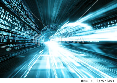 High-Speed Digital Bits Forming a Tunnel of Light in a Futuristic Concept 137071854
