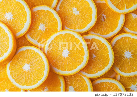 Fresh Overlapping Orange Slices on Dynamic Display for Vibrant Culinary Arts Fresh Overlapping Orange Slices on Dynamic Display for Vibrant Culinary Arts 137072132