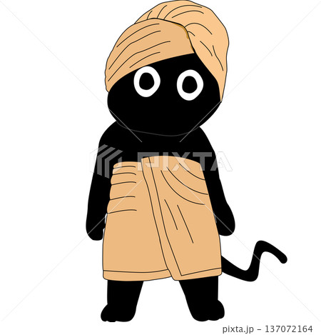 A cute black cat with a towel on its head A cute black cat with a towel on its head 137072164