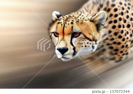 Cheetah in Motion Capturing the Essence of Speed and Power in a Frozen Moment 137072344