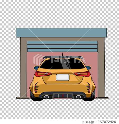 illustration Racing workshop and maintenance of sports cars. 137072420